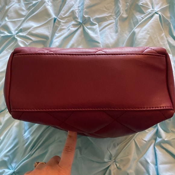 Red Quilted Tote with Bucket Shape and Short Handles - Picture 6 of 6